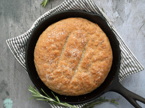 Rosemary bread. Baking bread in a Lodge 14-inch cast iron wok. 